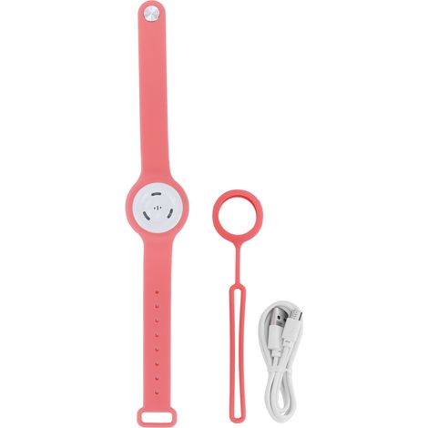 Bracelet Anti-Moustiques USB Rechargeable - Répulsif Ultrasonore pour Extérieur - Rose (1/4)