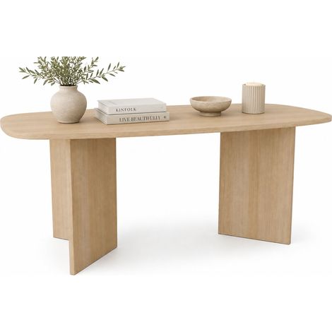 Fester Tisch Milani, 6 Sitzplätze, ovale Form, Gestell in Eicheoptik, 190x100x75h cm Braun Eiche (1/5)