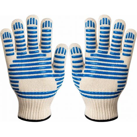 Barbecue Gloves, Double Oven Gloves Heat Resistant 350°C, Non-Slip Silicone BBQ Gloves for Cooking Welding, Grilling, Baking, Fireplace, Kitchen Gloves - S (1/5)