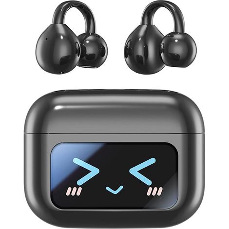 Cuffie Bluetooth con clip a orecchio aperto, auricolari sportivi Bluetooth 5.4, impermeabili IPX5, display digitale, tipo aperto per fitness e corsa. (1/5)