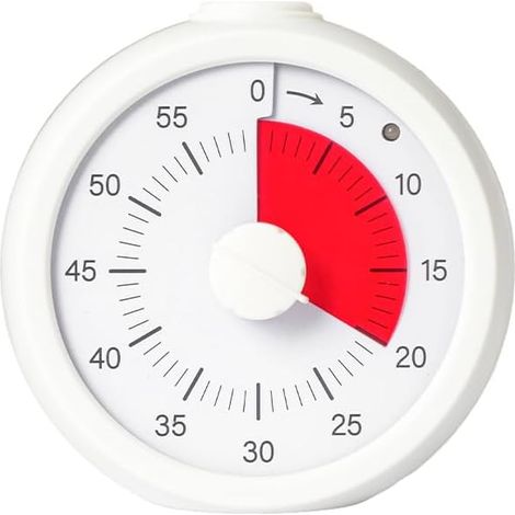 Temporizador visual infantil con cuenta regresiva de 60 minutos, ideal para aulas, salas de estudio, oficinas y cocinas. Temporizador redondo silencioso (blanco). (1/5)