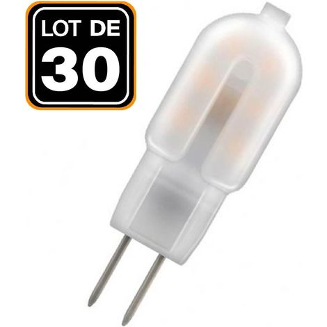 30 Ampoules LED G4 2W 12V Blanc Chaud 3000k Haute Luminosité