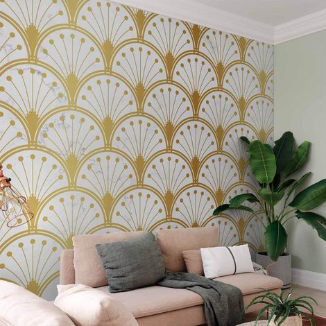 Fresque murale - Motif or et marbre inspiré de l'Art déco
