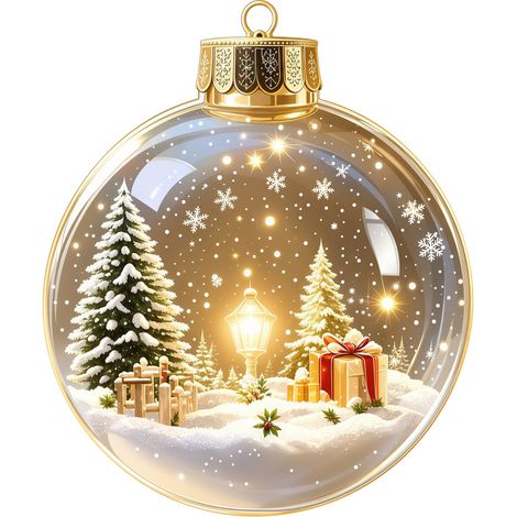 Boule de Noël lumineuse en cristal, décor intérieur 3D enneigé, décoration ronde transparente pour sapin de Noël, style G avec lumières. (1/3)