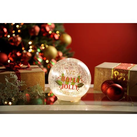 Holly Jolly Crackle Ball - 15cm - P040913