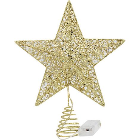 Étoile De Décoration Pour Sommet D'Arbre - Tissu - 25,4 x 20,3 cm - Pour Arbre De Noël Intérieur - 1 Pièce (1/5)