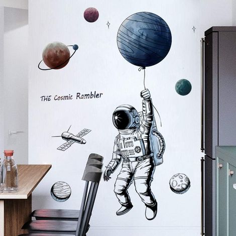 3D Astronaute Autocollant Mural Comme Dekoration Murale Pour Ch (1/5)