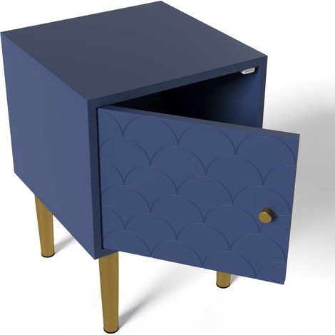 Set di 2 comodini blu navy 35 x 35 x 51 cm con gambe in metallo (1/5)