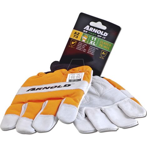 ARNOLD Gants de protection anti-coupures en cuir CS-1 pour tronçonneuse - Taille 11 (1/3)