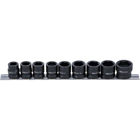 Douilles à Choc Six Pans Extra Plates 12,5 mm (1/2) 13-24 mm - 9 pcs - Acier Résistant - Usage Professionnel - D-Work