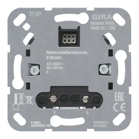 Gira S3000 Nebenst.eins. 2-Dr Einsatz [540800], 5408 00