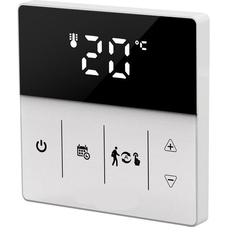 Thermostat Wi-Fi à affichage numérique tactile intelligent, application mobile et commande vocale pour la maison, 90 à 240 V, noir et blanc. (1/5)