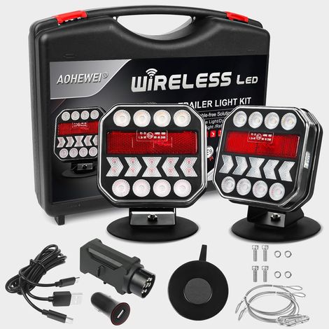 2 Feux arrière LED magnétiques sans fil, batterie 9h, étanches IP67, pour remorque, camping-car, bateau (1/5)