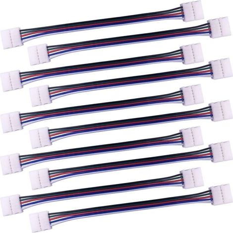 10pcs Câble connecteur RGBW 5 Broches Lampe Bande LED de 10mm Convertisseur de lumière Ruban LED sans Soudure Adaptateur pour connecter 2 Bandes LED SMD 5050 RGBW Ensemble-17cm Long