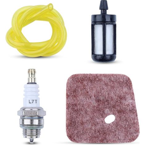 Filtre à Air pour Stihl FS38 FS45 FS46 FS46C FS55 FS55 KM55 KM55C Remplacement 4140 124 2800, avec MS180 Filtre à Essence + L7T/BPMR7A Bougie d'Allumage + Tuyau d'Huile 63cm(2.5x5mm) (1/5)
