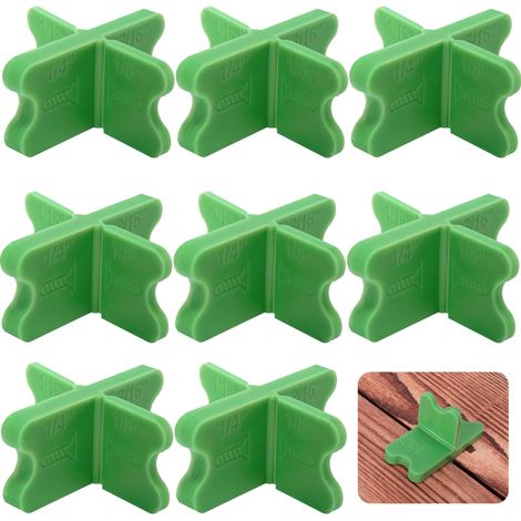 Set di 8 distanziatori per terrazze in ABS, 4 distanziatori spessi (1/16", 1/8", 3/16", 1/4"), distanziatori verdi per terrazze in composito trattate in autoclave