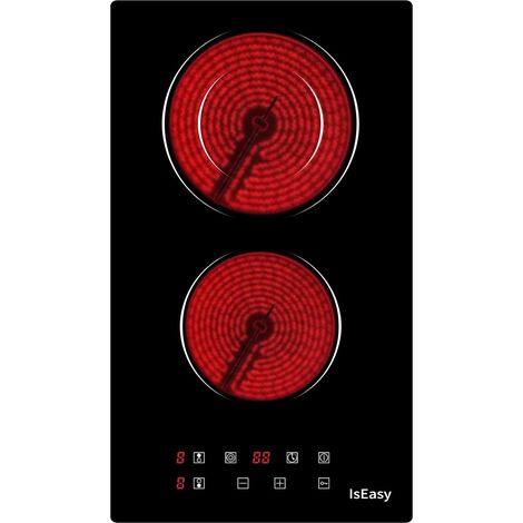 Plaque Table de Cuisson Vitrocéramique 2 Foyers,protection contre la surchauffe Sécurité enfants- 3200W, 29cm