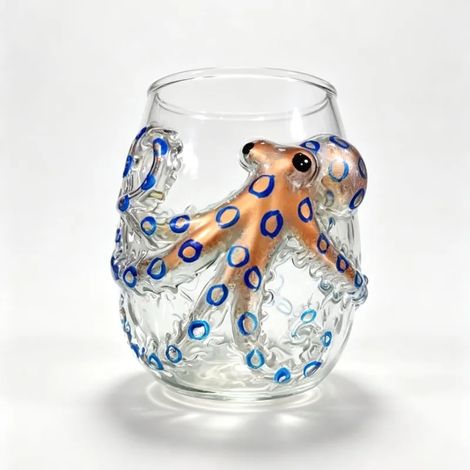 (A-3D) Verre à whisky/vin en forme de pieuvre, idéal pour le rhum Kraken, le whisky des profondeurs marines ou les cocktails. Convient aux hommes. (1/5)