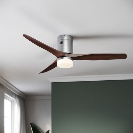 SONNI Deckenventilator mit licht und fernbedienung echtem Holz DC 35W 3 Flügel 5 Leistungsstufen modern Intelligente Zeiteinstellung 132cm