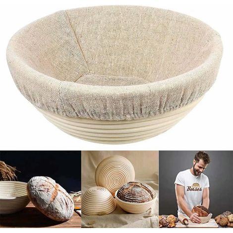 MINKUROW Cesta De Fermentación Cesta De Fermentación Redonda, Cesta De Fermentación Molde De Pan Redondo 20 X 8 Cm Cesta De Mimbre Cesta De Fermentación Para Masa De Pan De 1,0 Kg Diseñada Con Inserci (1/5)