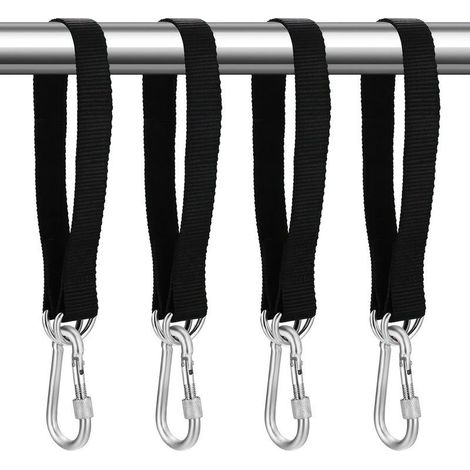 4 Set di Sangle Hamac, 50 cm x 25 mm Sangles de Suspension pour Balançoire Arbre, Hamac Sangles Fixation de Balançoire Hamac de Jardin, avec 4 Mousquetons et 4 Anneaux en D (1/5)