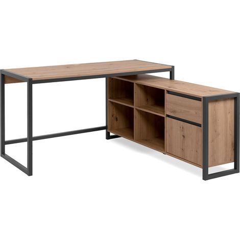 Bureau d'angle réversible Denver - Panneaux de particules - Coloris chene artisan, anthracite - 139 x 75 x 142 cm (1/5)