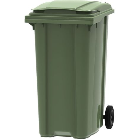 ESE France Conteneur Poubelle à déchets 2 roues - 360L - Robuste et Économique - 100% Recyclé - Vert - Fabriqué en France