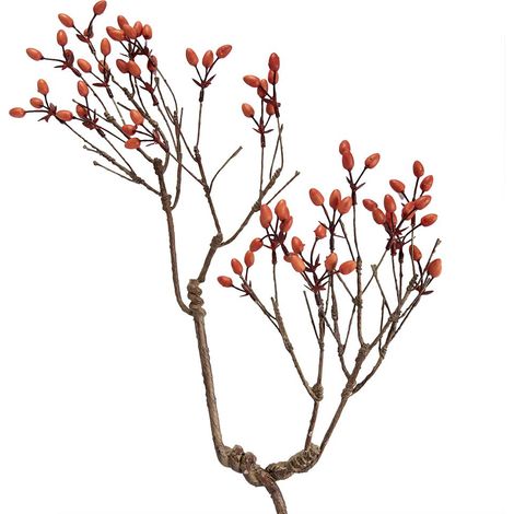 Branche décorative en plastique orange pour vase et décoration murale 30 x 4 x 85 cm - PANGIVO (1/2)