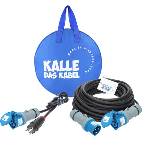 KALLE Camping Starter Set Campingkabel H07RN-F 3G 2,5 mm² 25 Meter + Adapterkabel H07RN-F 3G 2,5 mm² 1,5 Meter Schuko Stecker auf CEE Kupplung