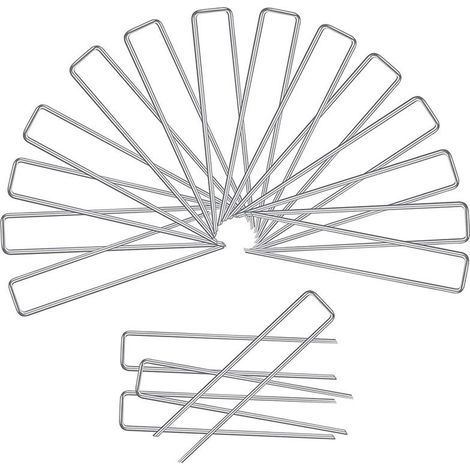 Clous pour tapis de sol, clous en tissu résistant à l'herbe, clous de jardinage en forme de U, clous en fil d'acier, clous de sol à pointe inclinée galvanisés pour pelouse, fixateur de film de paillis (1/5)