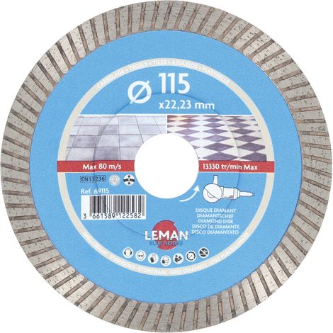 DISQUE DIAMANT GRES CERAME D115X1.0/1.4X22.23 HT10 - 69115 - LEMAN