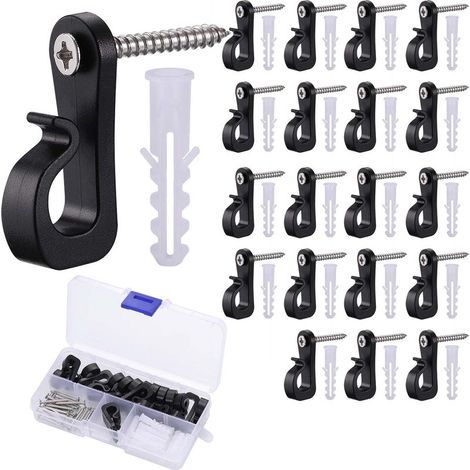 20 Pièces Crochet à Visser Noir, Crochet de Plafond Bois Capacité de Charge 10KG, Piton à Crochet Mural a Visser pour Suspendre des Paniers à Plantes,des Lanternes,Tasse (1/5)