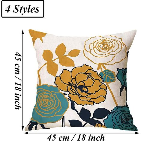 Ensemble de 4 housses de coussin en coton et lin à motif géométrique - 45 x 45 cm - Housses de coussin décoratives pour canapé, voiture, fauteuil, chambre (1/4)