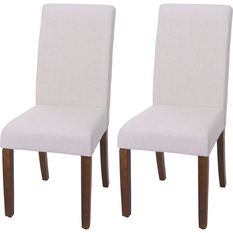 [NEUWERTIG] 2er-Set Esszimmerstuhl HHG-302f, Küchenstuhl Polsterstuhl, Chesterfield Stoff/Textil (280g/m²), weiß