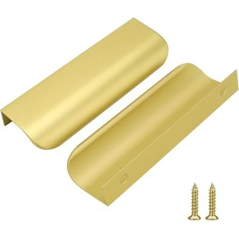 Lot de 2 poignées de placard de cuisine dorées en alliage d'aluminium, distance entre les trous 160 mm avec vis (1/5)