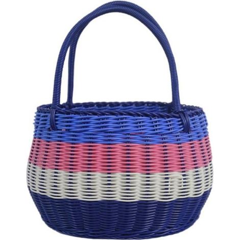 Panier Pique-Nique - Imitation Rotin Tissé Main - Pour Extérieur et Intérieur - Grand Format - Matériau PP - 1 Unité (1/5)