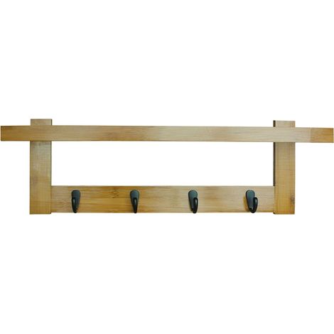 Porte-Manteaux en Bambou et Métal, 56cm x 12cm x 18cm, Naturel/Noir (1/4)