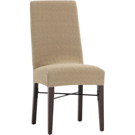 Funda de silla de tejido elástico beige - Jaz