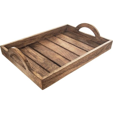 Rechteckiges serviertablett aus robustem mangoholz