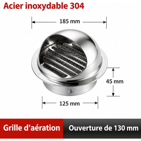 Chapeau de ventilation mural inox 304 brillant extra épais 130 mm 304 130mm réf 5928 – Livraison gratuite