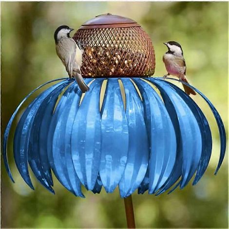 Mangeoire à oiseaux avec support, mangeoire en forme de fleur pour jardins extérieurs, à installer dans des cages ou des zones d'élevage domestiques.-AquaForge (1/4)