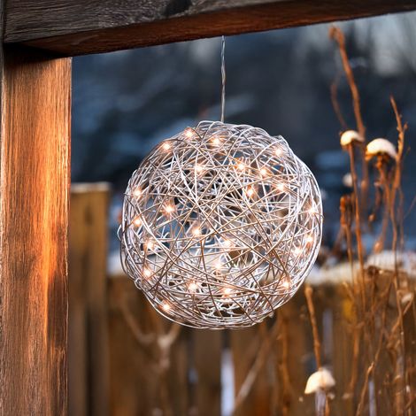 esotec Solar LED Drahtkugel bernsteinfarben, 50 LEDs, Ø25cm, winterfest 102114 (1/5)