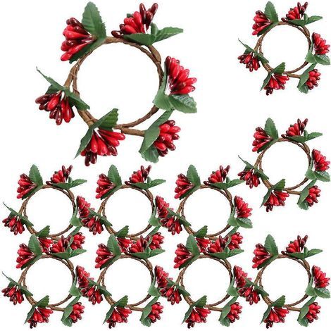Anneaux décoratifs pour bougies, couronnes de Noël, lot de 10 (1/5)