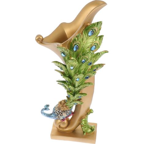 Vase Décoratif en Résine Créatif à Motif Paon, Petite Taille, Couleur Naturelle, Ornement pour Bureau et Maison, Décoration D'intérieur Artistique et Écologique, pour Fleurs (1/5)