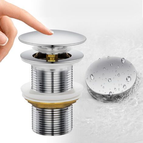 INHHUB Universal-Pop-Up-Waschbeckenablauf, abwischbar und überlaufsicher, verchromtes Messing, G 1 1/4 für Badezimmerwaschbecken, 66 mm (1/5)
