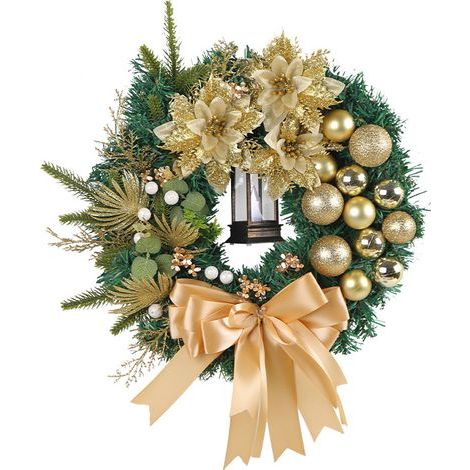S-giant - Guirnalda navideña - Guirnalda de lentejuelas para Adviento - Guirnalda reutilizable para decoración navideña (bola navideña dorada) (1/5)