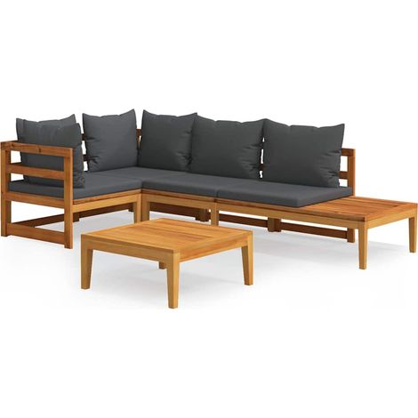 Maison Exclusive - Set Divani Giardino 4 pz con Cuscini Grigio Scuro Legno Acacia (1/5)