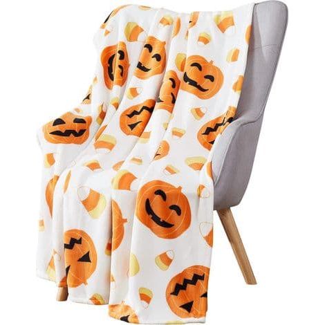 Plaid Halloween - Plaid Halloween en peluche 127 x 152 cm - Doux et confortable flanelle grise Décoration d'Halloween pour canapé, lit ou salon (Style (1/3)