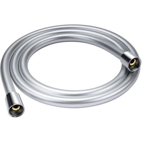 160cm shower hose with anti-twist protection, standard 1/2" fitting, twist-resistant, tested for pressurized drinking water, silver (1/5)