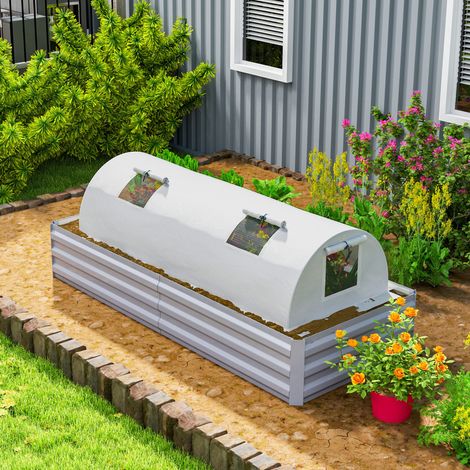 Serra da giardino 200 x 80 x 45 cm con finestra avvolgibile, bianca (1/5)